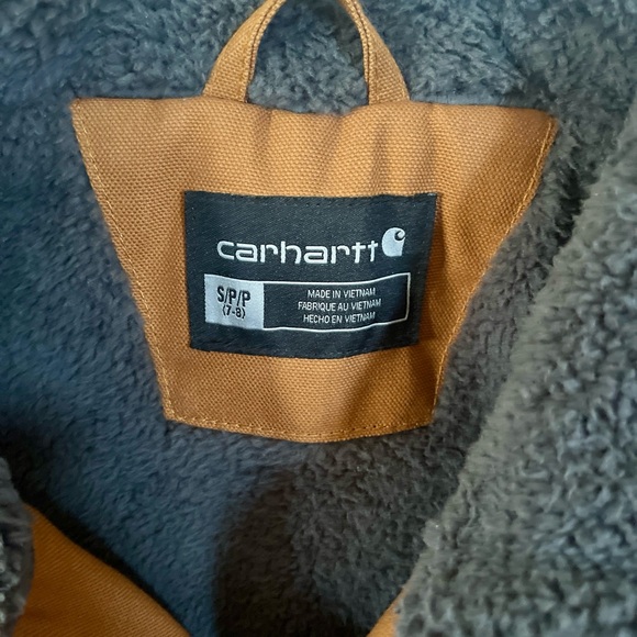 Carhartt BOYS' ZIP-FRONT CANVAS SHERPA LINED VEST - Picture 2 of 5